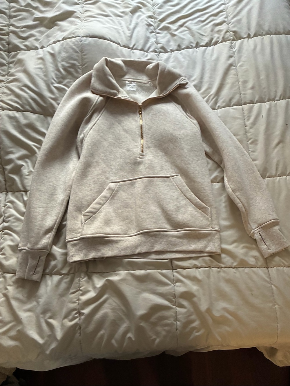 Danskin Quarter-Zip Pullover Hoodie in Light Cream